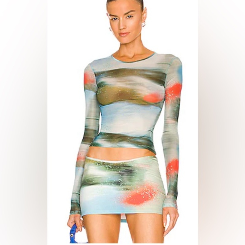 Miaou power mesh long sleeve and Electra skirt set